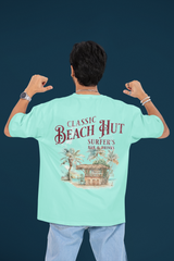 Vintage Beach Hut Surfing Graphic - Unisex Oversized Classic T-Shirt