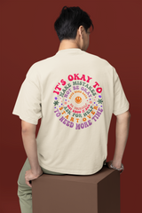 Motivational Flower Graphic Oversized Tee - Its Okay To