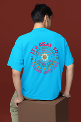 Motivational Flower Graphic Oversized Tee - Its Okay To