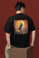 Moonlit Crane Back & front High Graphics Unisex Oversized Classic T-Shirt
