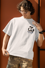 Cute Penguin Love Graphic- Oversized Classic T-Shirt