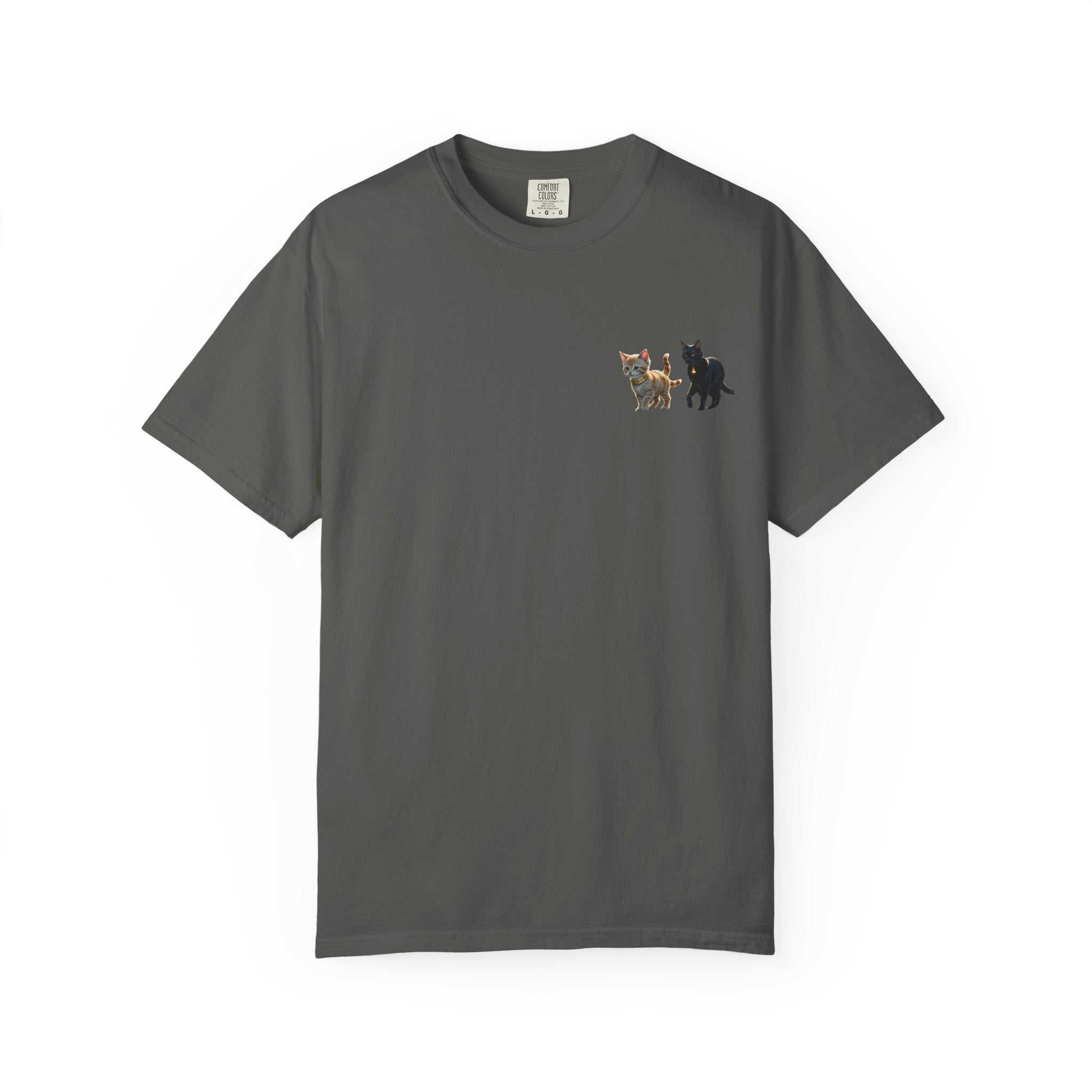 Enchanting Cat Moonlight T-Shirt | Unisex Garment-Dyed Tee, Cat Lover Gift, Pet Lover Apparel, Halloween or Birthday Gift, Cozy Casual Wear