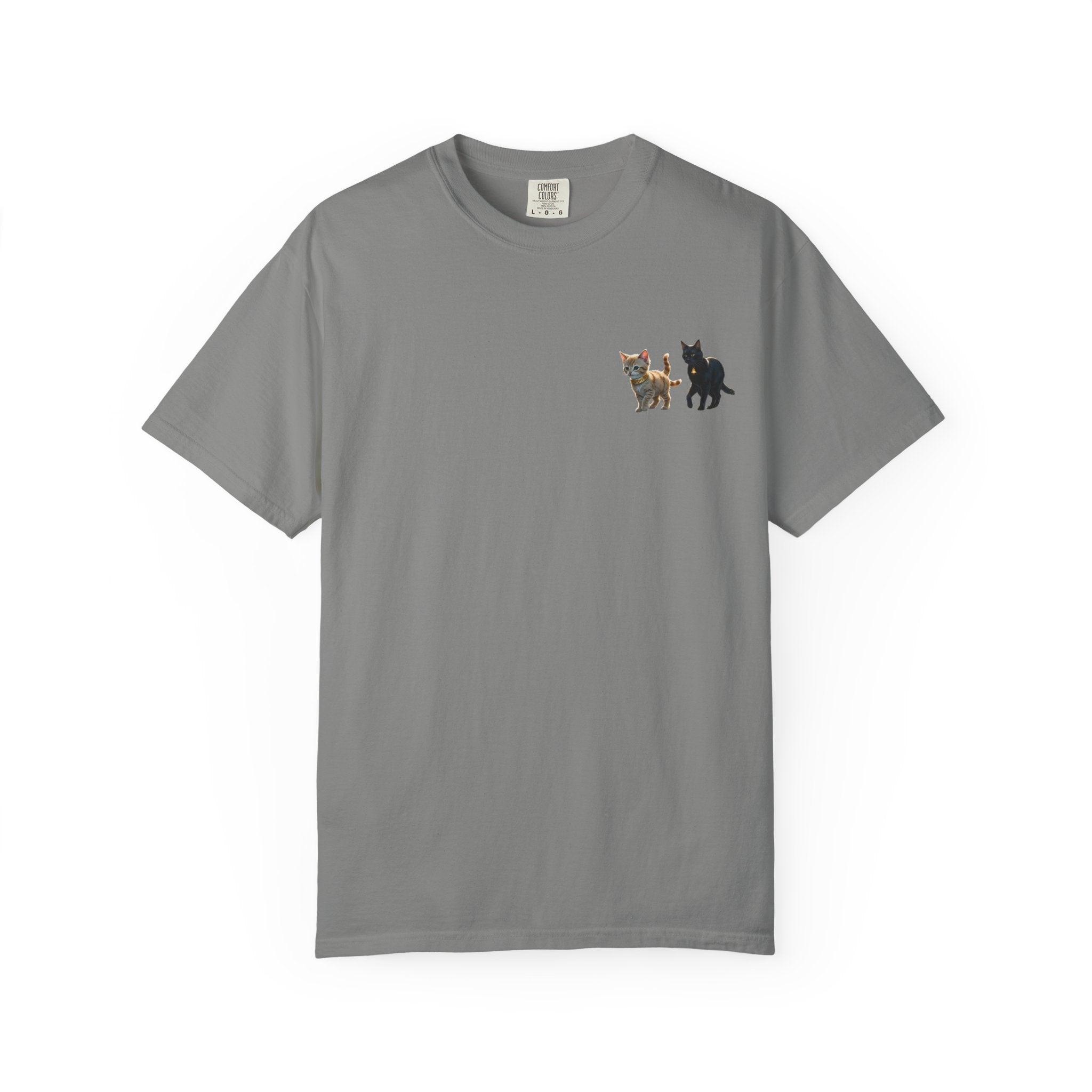 Enchanting Cat Moonlight T-Shirt | Unisex Garment-Dyed Tee, Cat Lover Gift, Pet Lover Apparel, Halloween or Birthday Gift, Cozy Casual Wear