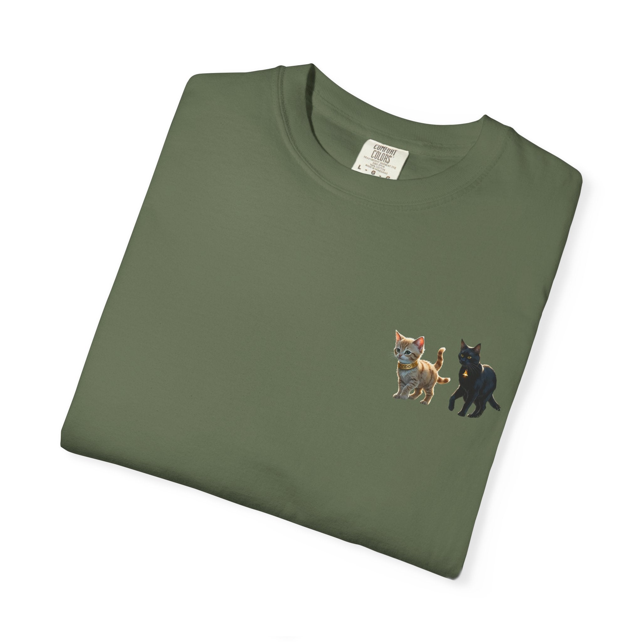 Enchanting Cat Moonlight T-Shirt | Unisex Garment-Dyed Tee, Cat Lover Gift, Pet Lover Apparel, Halloween or Birthday Gift, Cozy Casual Wear