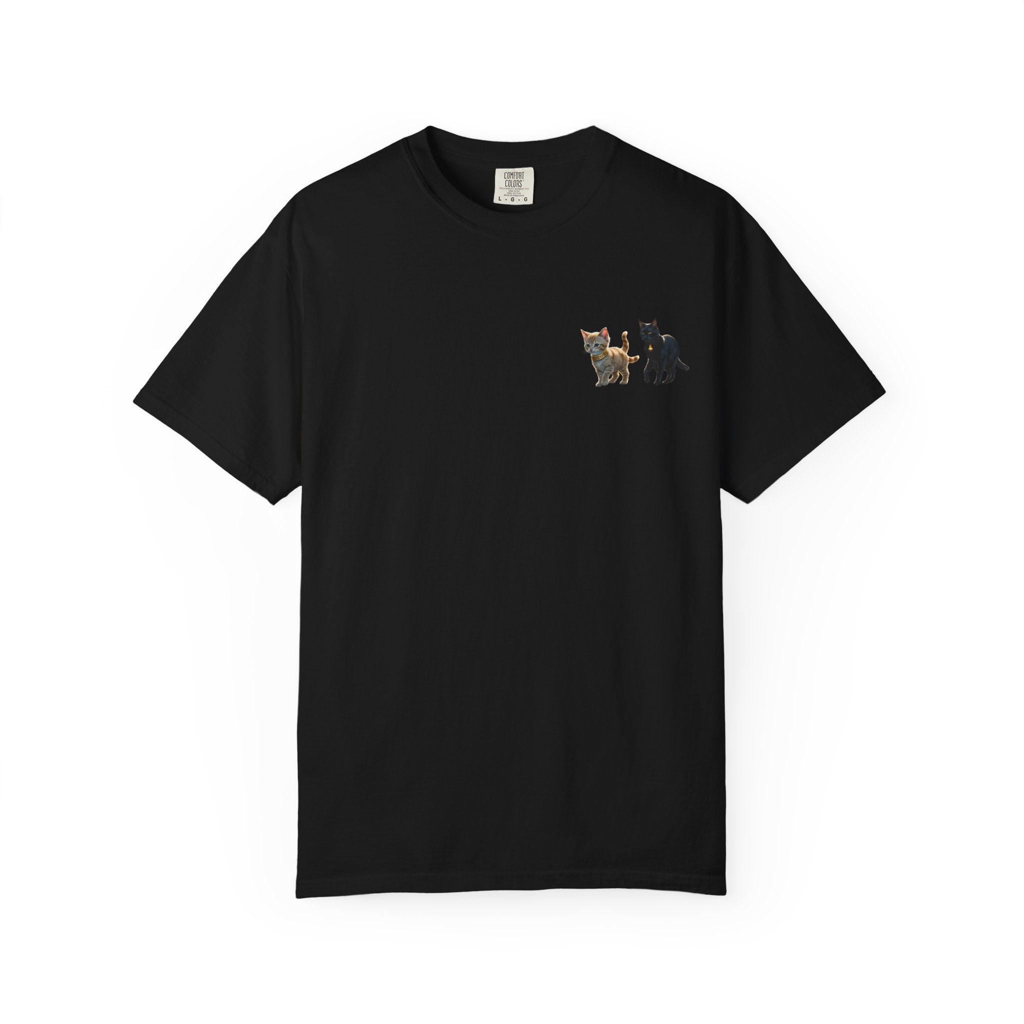 Enchanting Cat Moonlight T-Shirt | Unisex Garment-Dyed Tee, Cat Lover Gift, Pet Lover Apparel, Halloween or Birthday Gift, Cozy Casual Wear