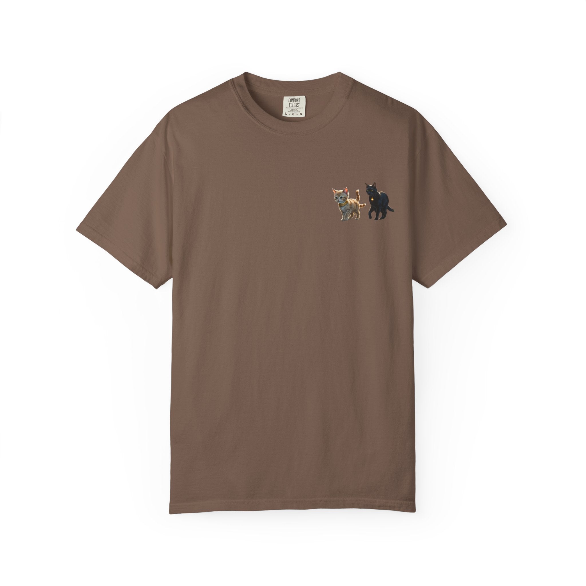 Enchanting Cat Moonlight T-Shirt | Unisex Garment-Dyed Tee, Cat Lover Gift, Pet Lover Apparel, Halloween or Birthday Gift, Cozy Casual Wear
