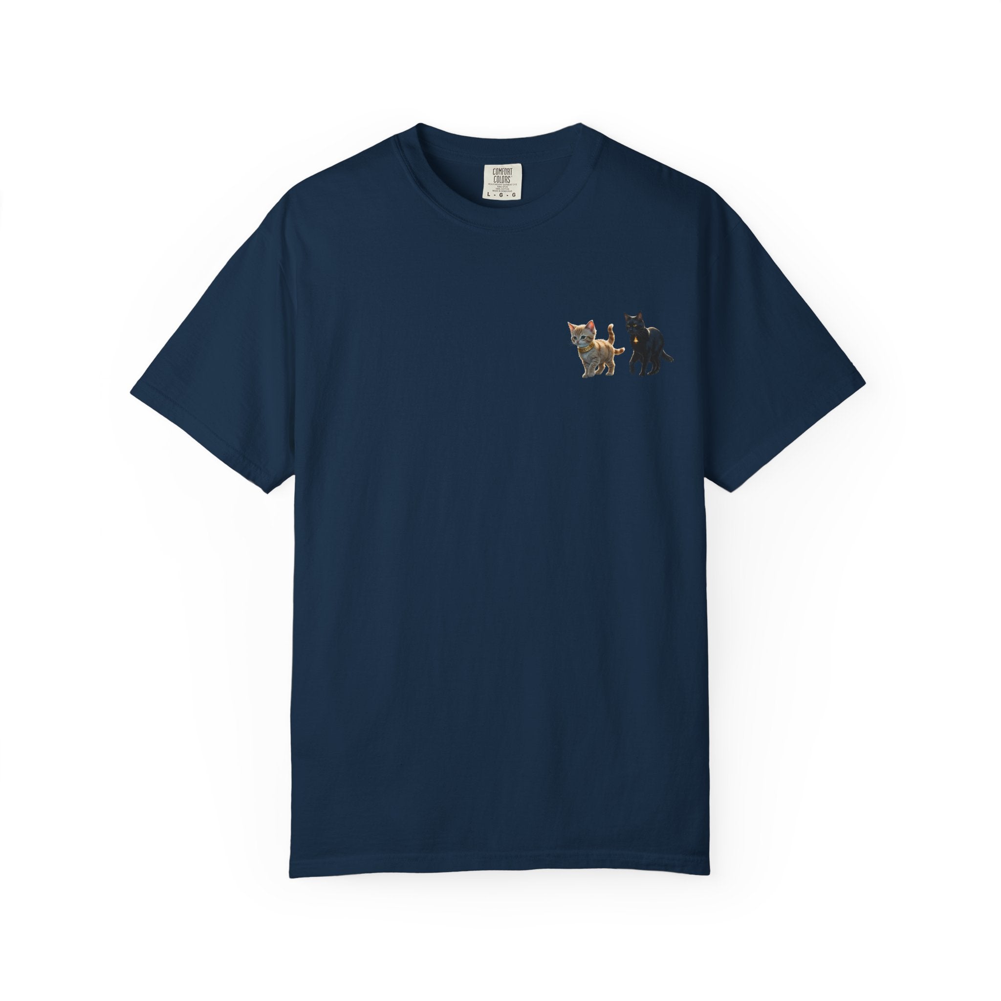 Enchanting Cat Moonlight T-Shirt | Unisex Garment-Dyed Tee, Cat Lover Gift, Pet Lover Apparel, Halloween or Birthday Gift, Cozy Casual Wear