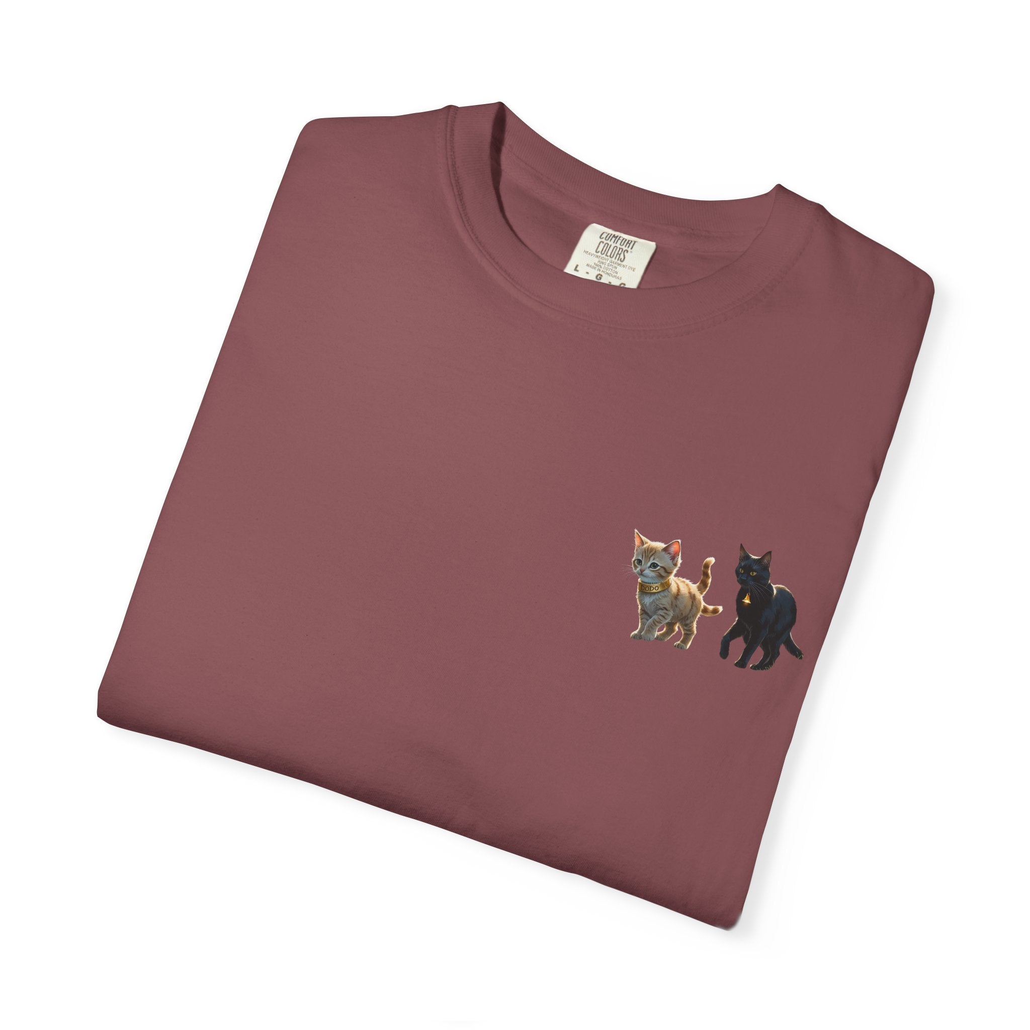 Enchanting Cat Moonlight T-Shirt | Unisex Garment-Dyed Tee, Cat Lover Gift, Pet Lover Apparel, Halloween or Birthday Gift, Cozy Casual Wear