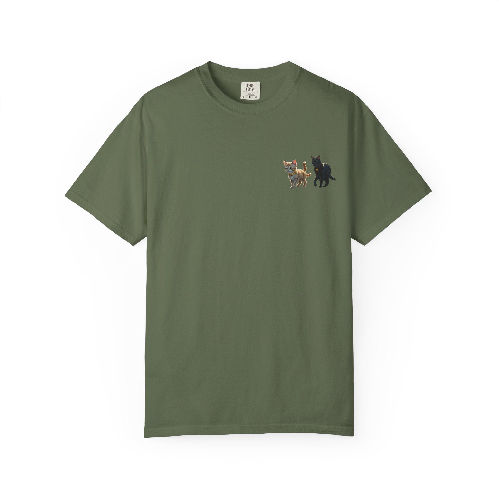 Enchanting Cat Moonlight T-Shirt | Unisex Garment-Dyed Tee, Cat Lover Gift, Pet Lover Apparel, Halloween or Birthday Gift, Cozy Casual Wear