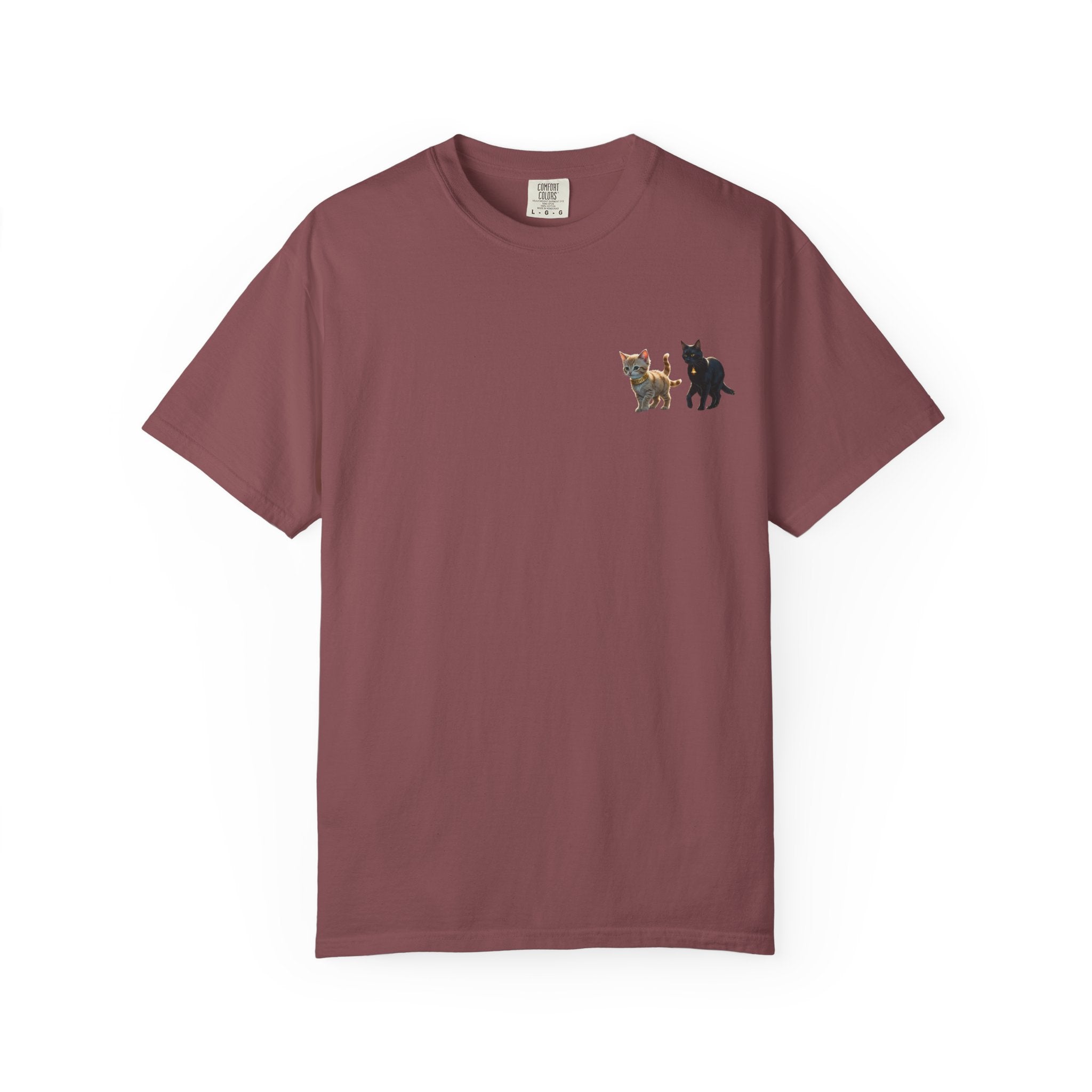 Enchanting Cat Moonlight T-Shirt | Unisex Garment-Dyed Tee, Cat Lover Gift, Pet Lover Apparel, Halloween or Birthday Gift, Cozy Casual Wear