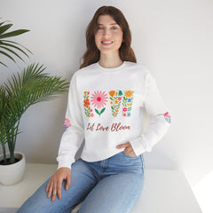 Floral Sweatshirt With Positive Vibes, Cozy Gift for Loved Ones, Spring Style Crewneck, Let Love Bloom Design, Perfect for Mother's Day
