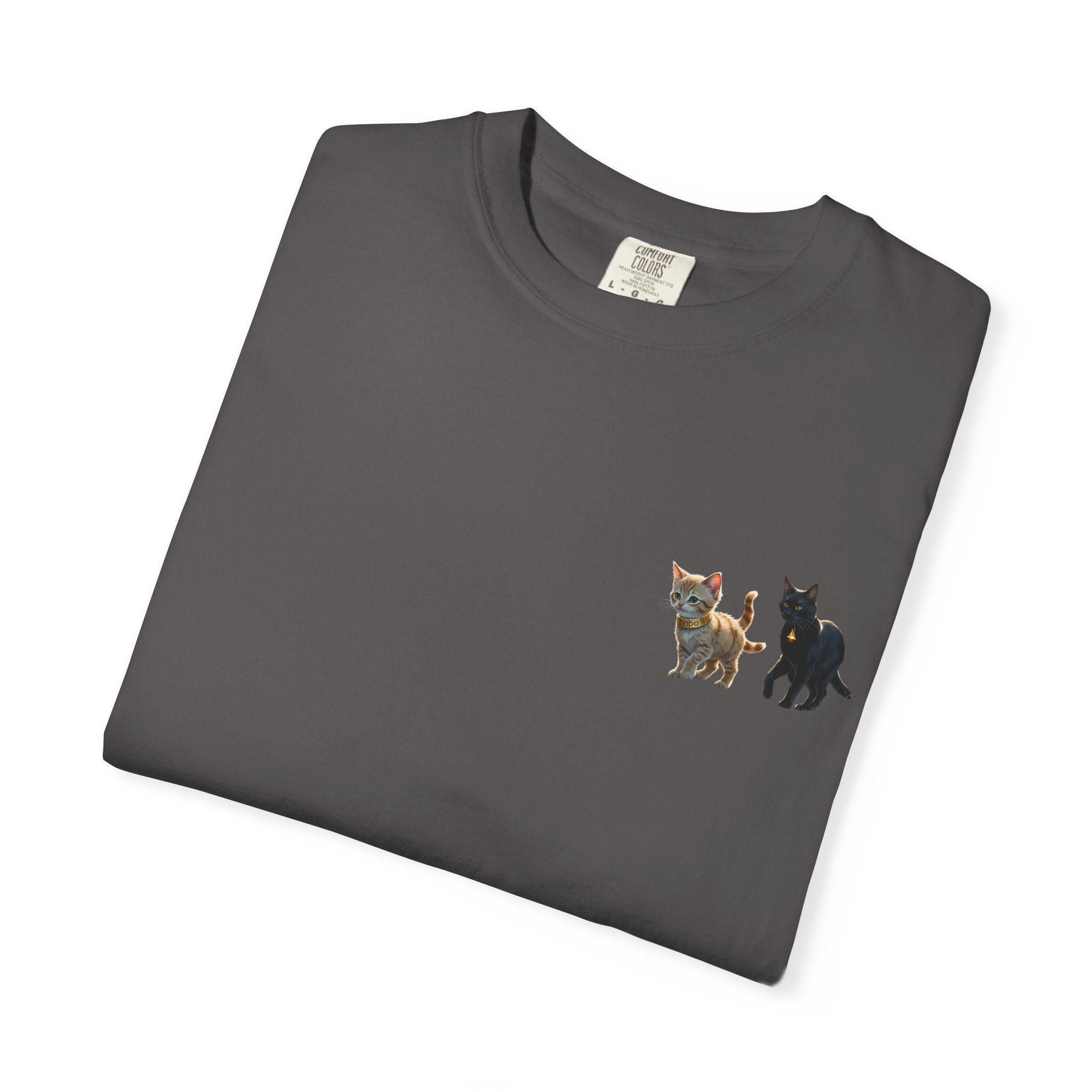 Enchanting Cat Moonlight T-Shirt | Unisex Garment-Dyed Tee, Cat Lover Gift, Pet Lover Apparel, Halloween or Birthday Gift, Cozy Casual Wear