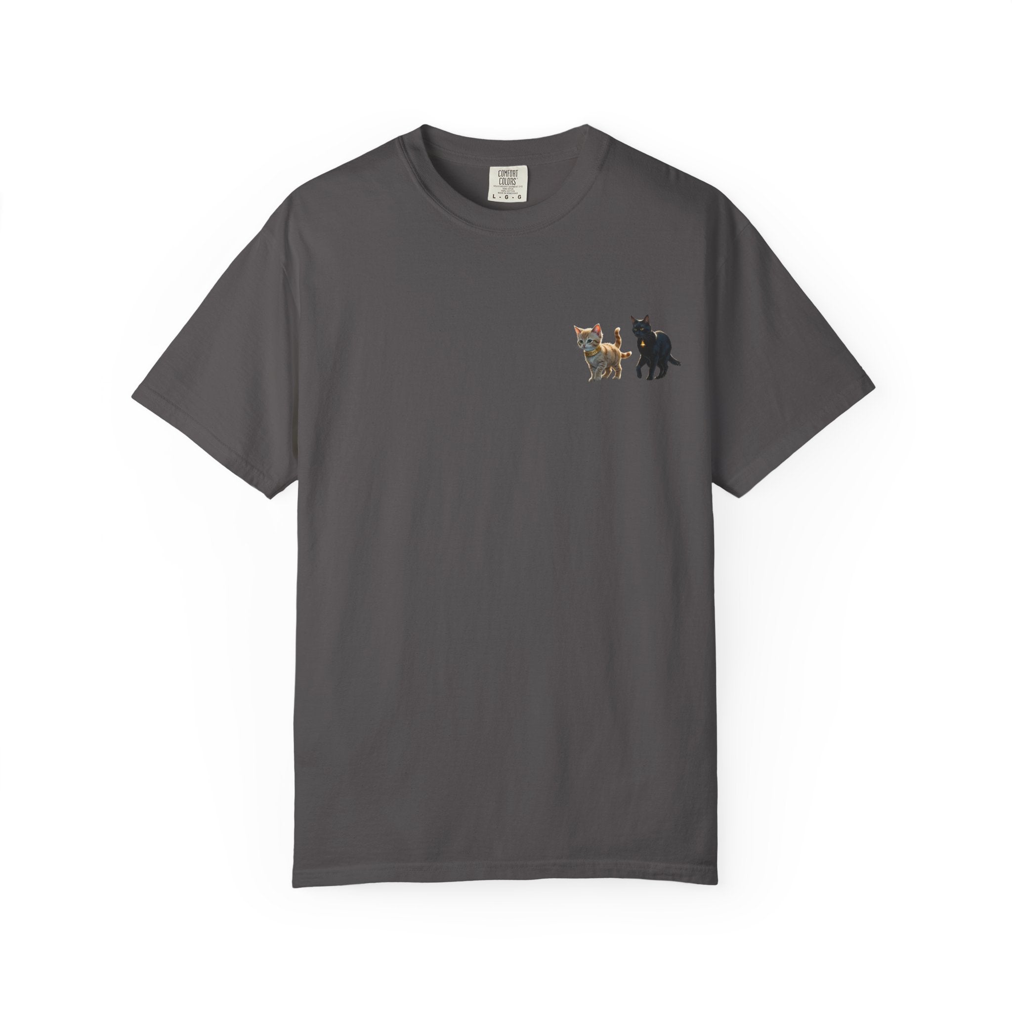 Enchanting Cat Moonlight T-Shirt | Unisex Garment-Dyed Tee, Cat Lover Gift, Pet Lover Apparel, Halloween or Birthday Gift, Cozy Casual Wear