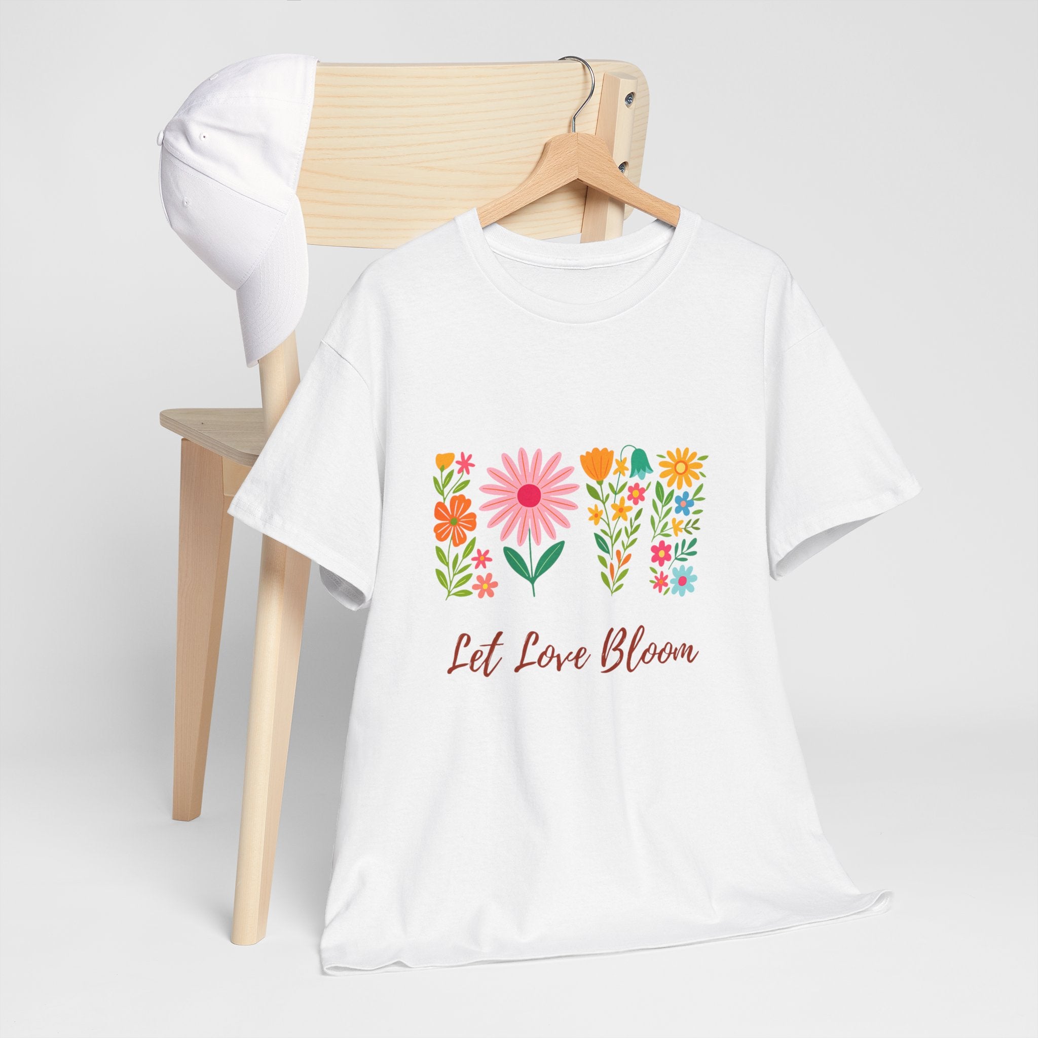 Floral Love Tee - Let Love Bloom Graphic Shirt, Unisex Cotton Tee, Spring/Summer Style, Gift for Her, Cute Casual Top