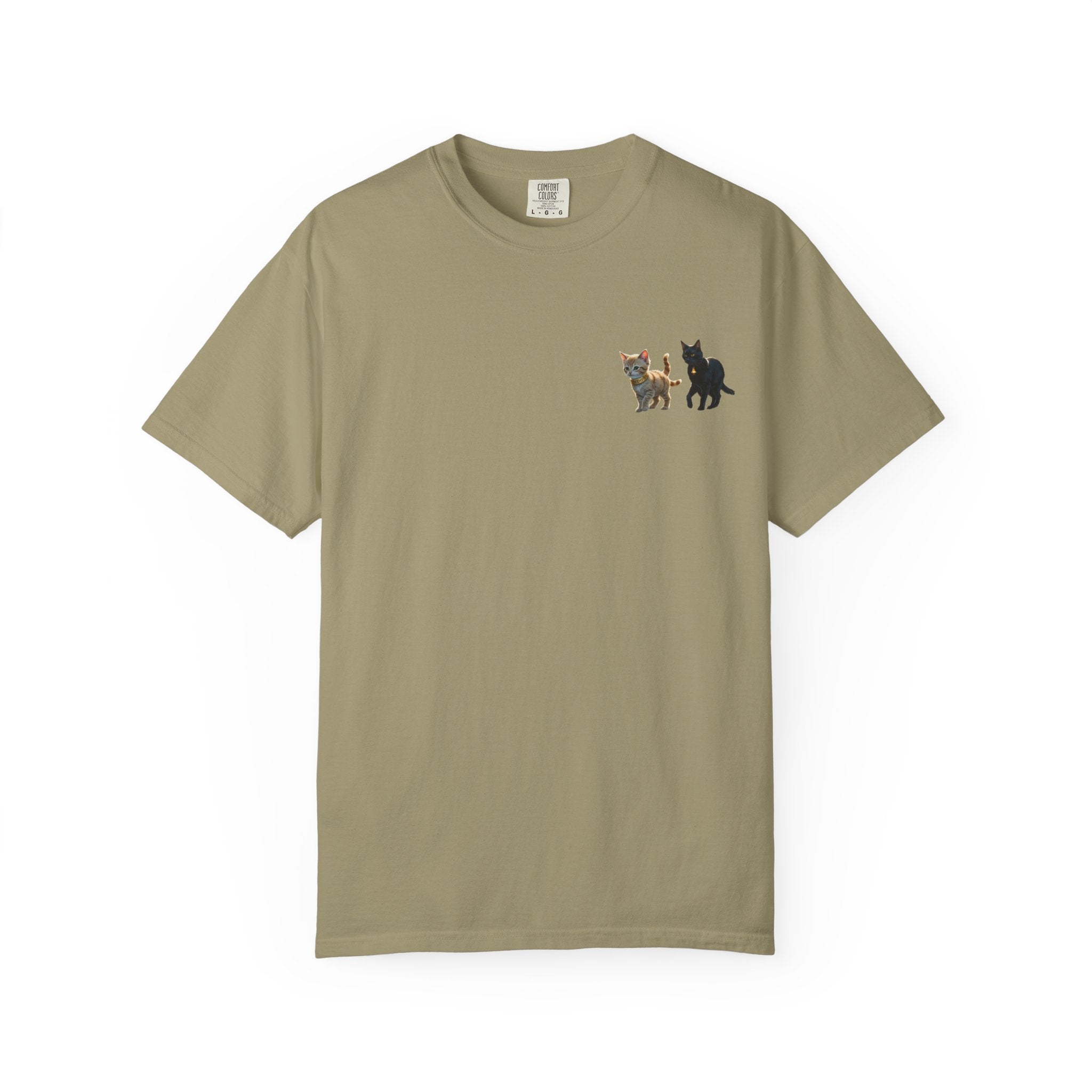 Enchanting Cat Moonlight T-Shirt | Unisex Garment-Dyed Tee, Cat Lover Gift, Pet Lover Apparel, Halloween or Birthday Gift, Cozy Casual Wear