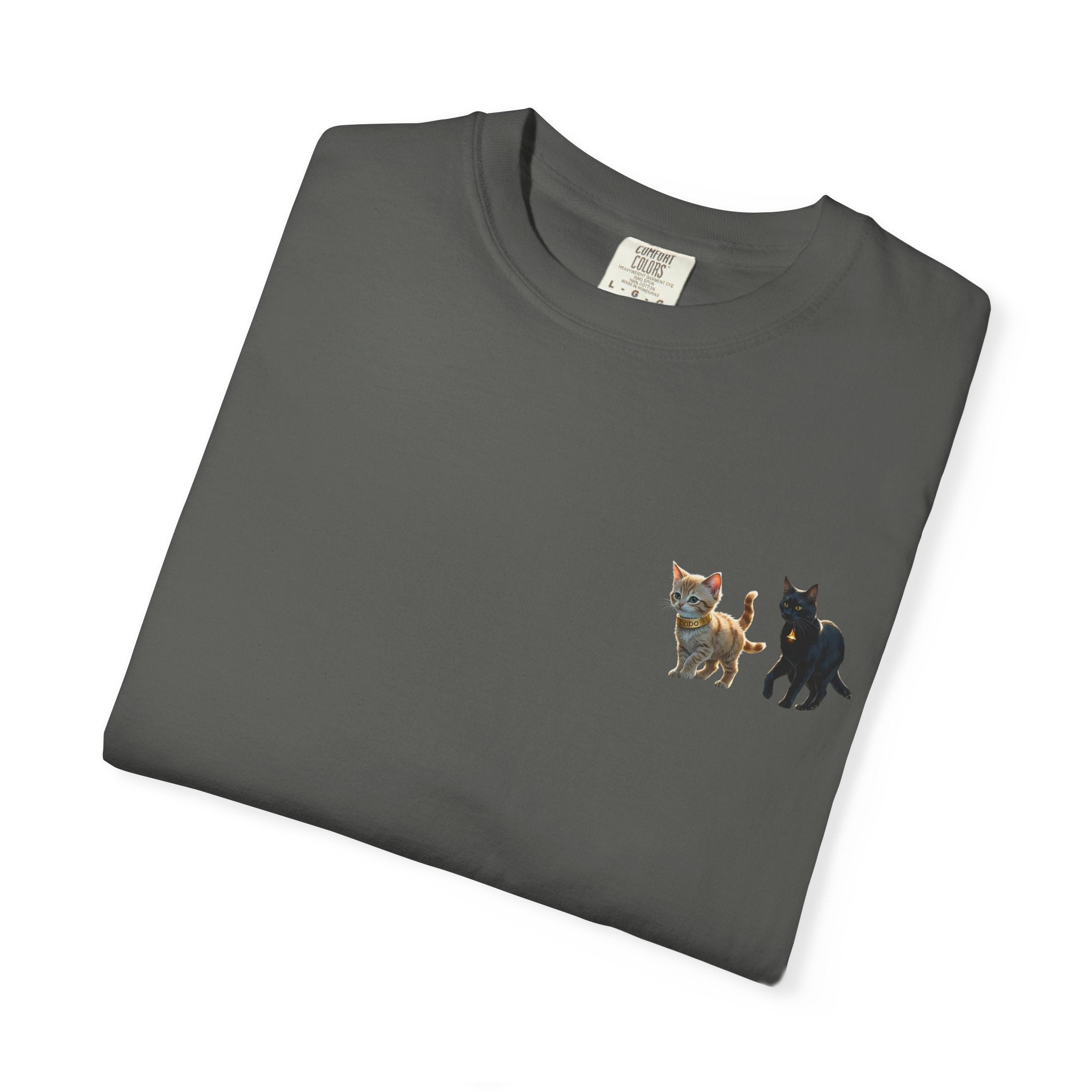 Enchanting Cat Moonlight T-Shirt | Unisex Garment-Dyed Tee, Cat Lover Gift, Pet Lover Apparel, Halloween or Birthday Gift, Cozy Casual Wear