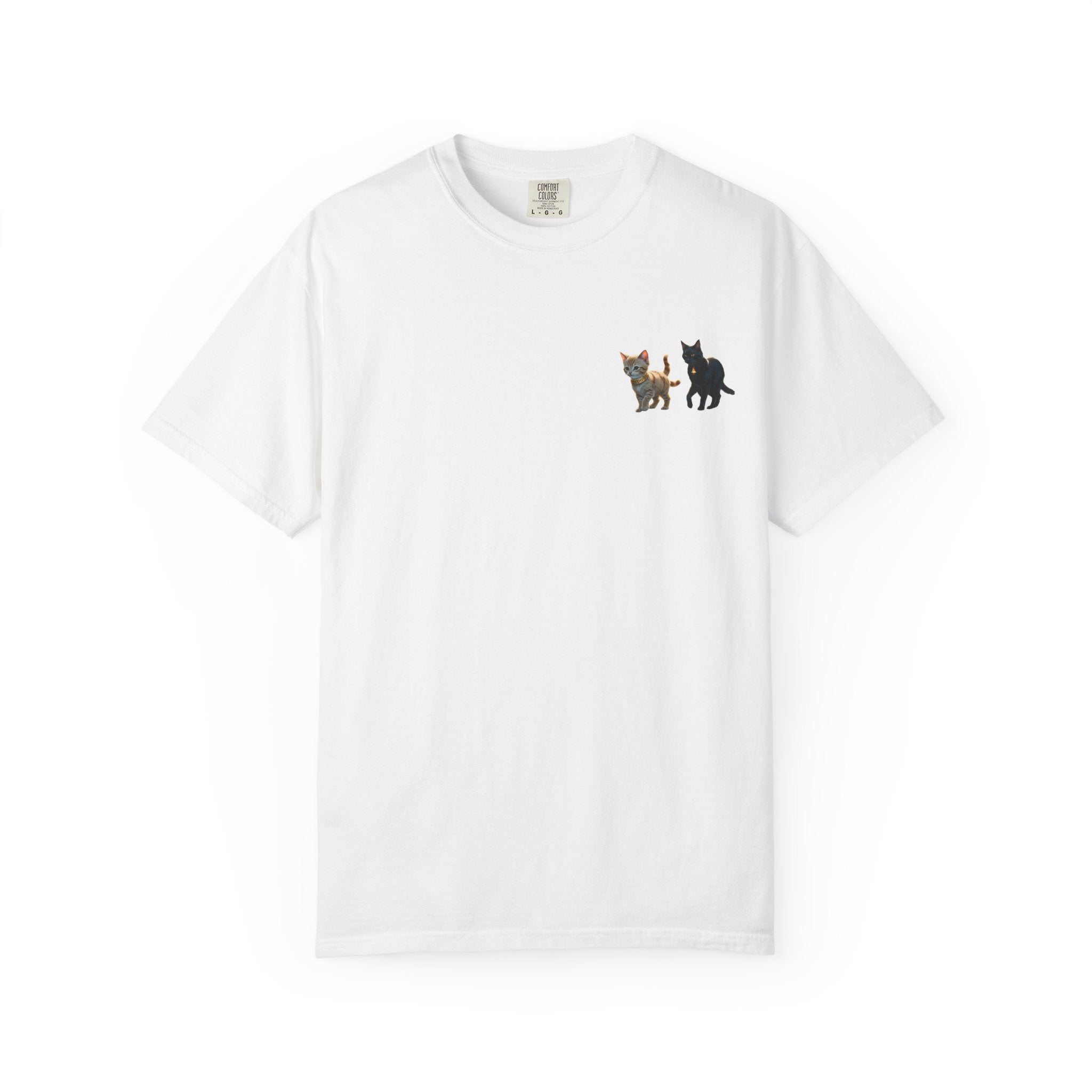 Enchanting Cat Moonlight T-Shirt | Unisex Garment-Dyed Tee, Cat Lover Gift, Pet Lover Apparel, Halloween or Birthday Gift, Cozy Casual Wear