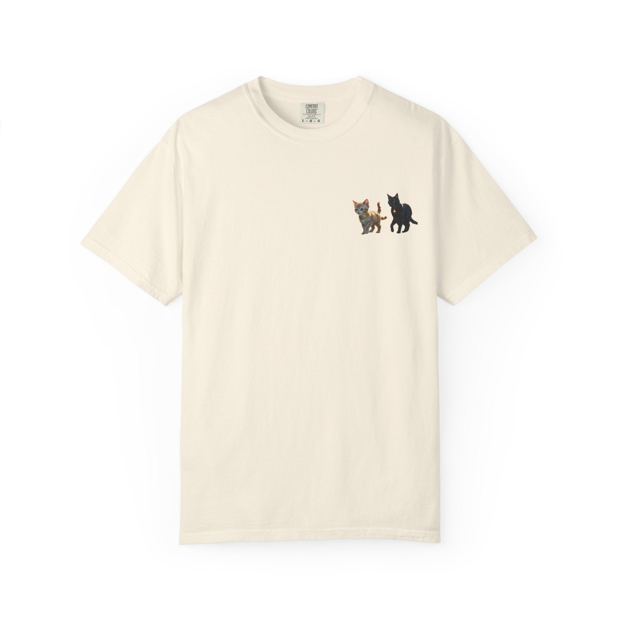 Enchanting Cat Moonlight T-Shirt | Unisex Garment-Dyed Tee, Cat Lover Gift, Pet Lover Apparel, Halloween or Birthday Gift, Cozy Casual Wear
