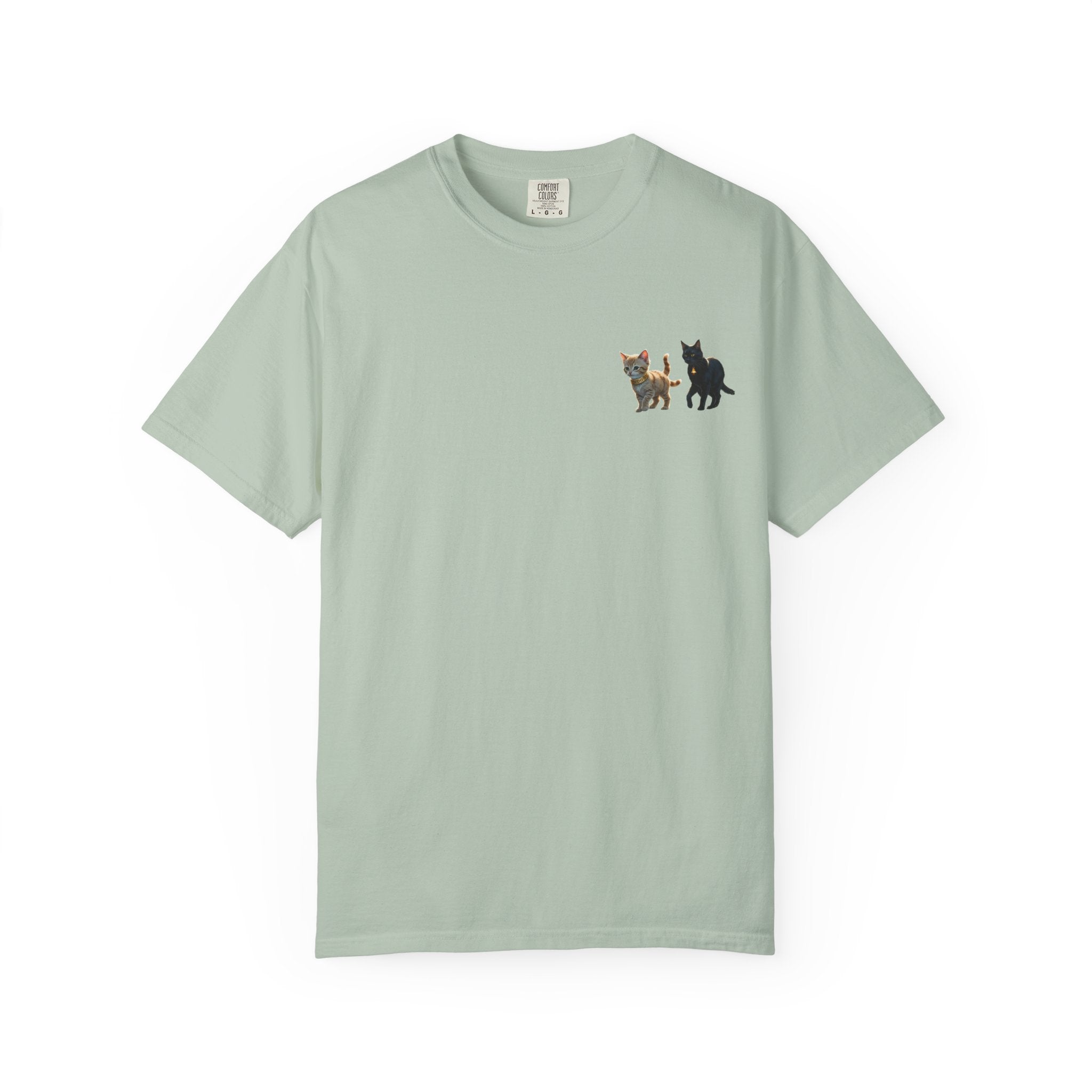 Enchanting Cat Moonlight T-Shirt | Unisex Garment-Dyed Tee, Cat Lover Gift, Pet Lover Apparel, Halloween or Birthday Gift, Cozy Casual Wear