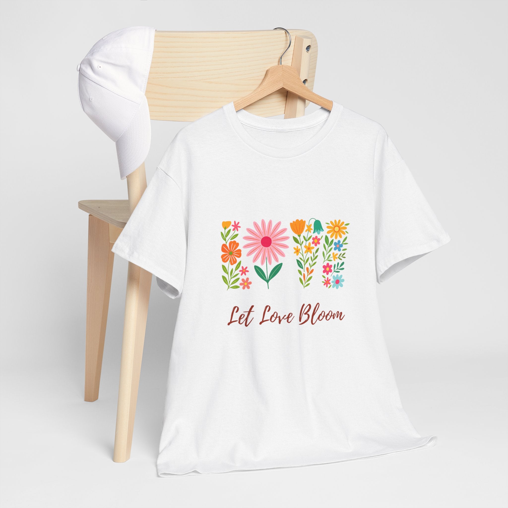 Floral Love Tee - Let Love Bloom, Unisex Cotton T-Shirt, Spring Fashion, Gift for Her, Motivational Tees, Casual Wear