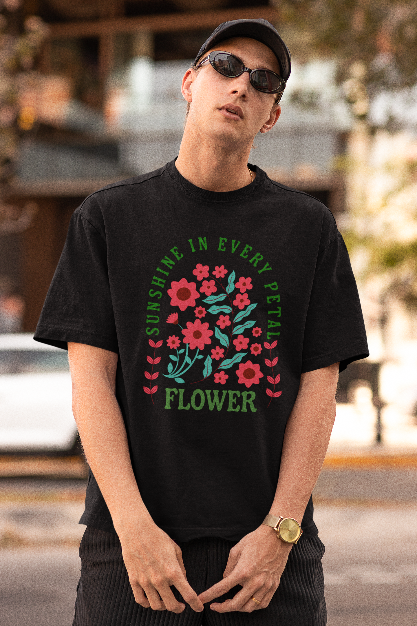 Trendy Summer Floral Quote Unisex Oversized Classic T-Shirt
