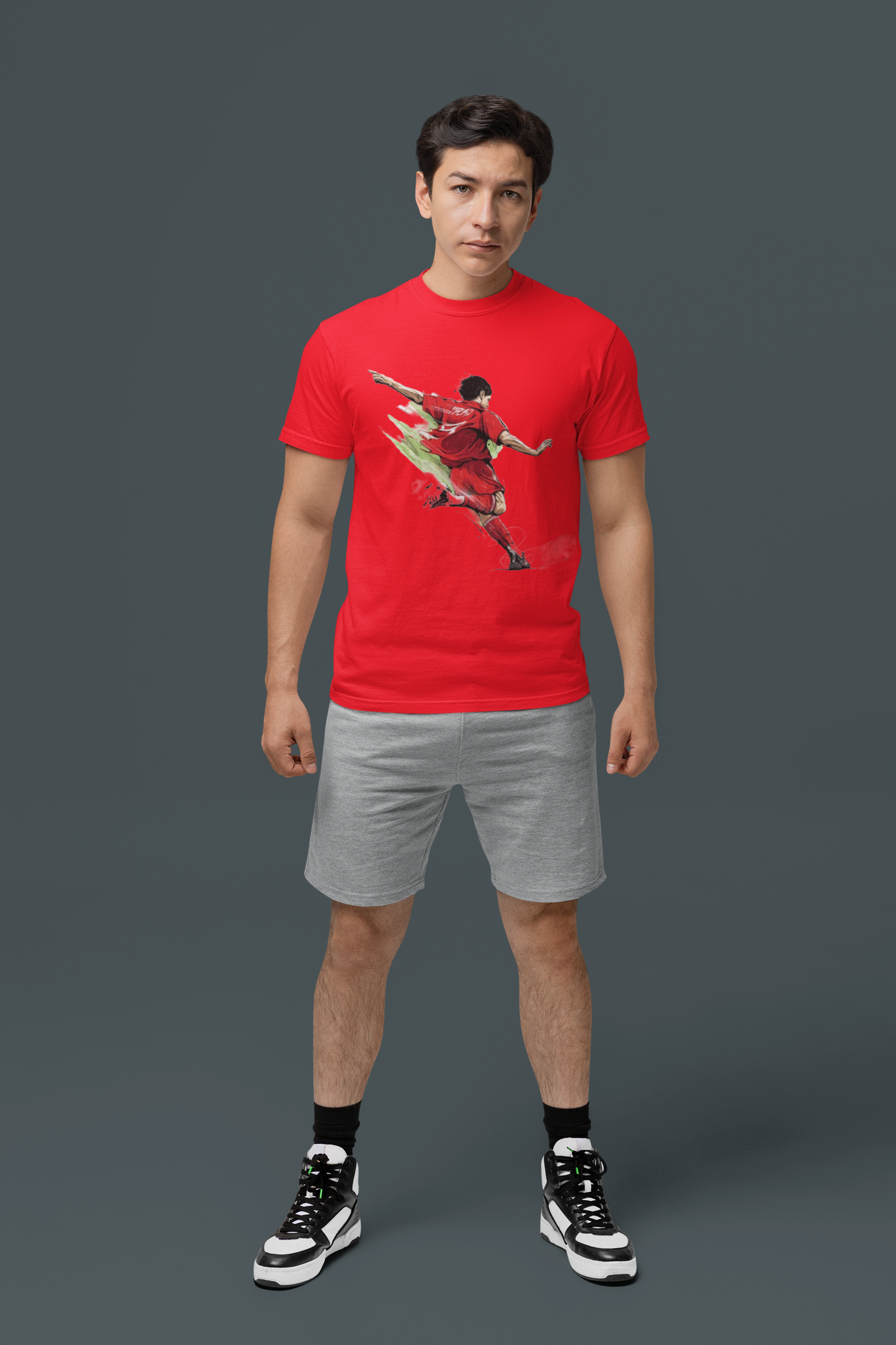 Flaming Kick Football T-Shirt